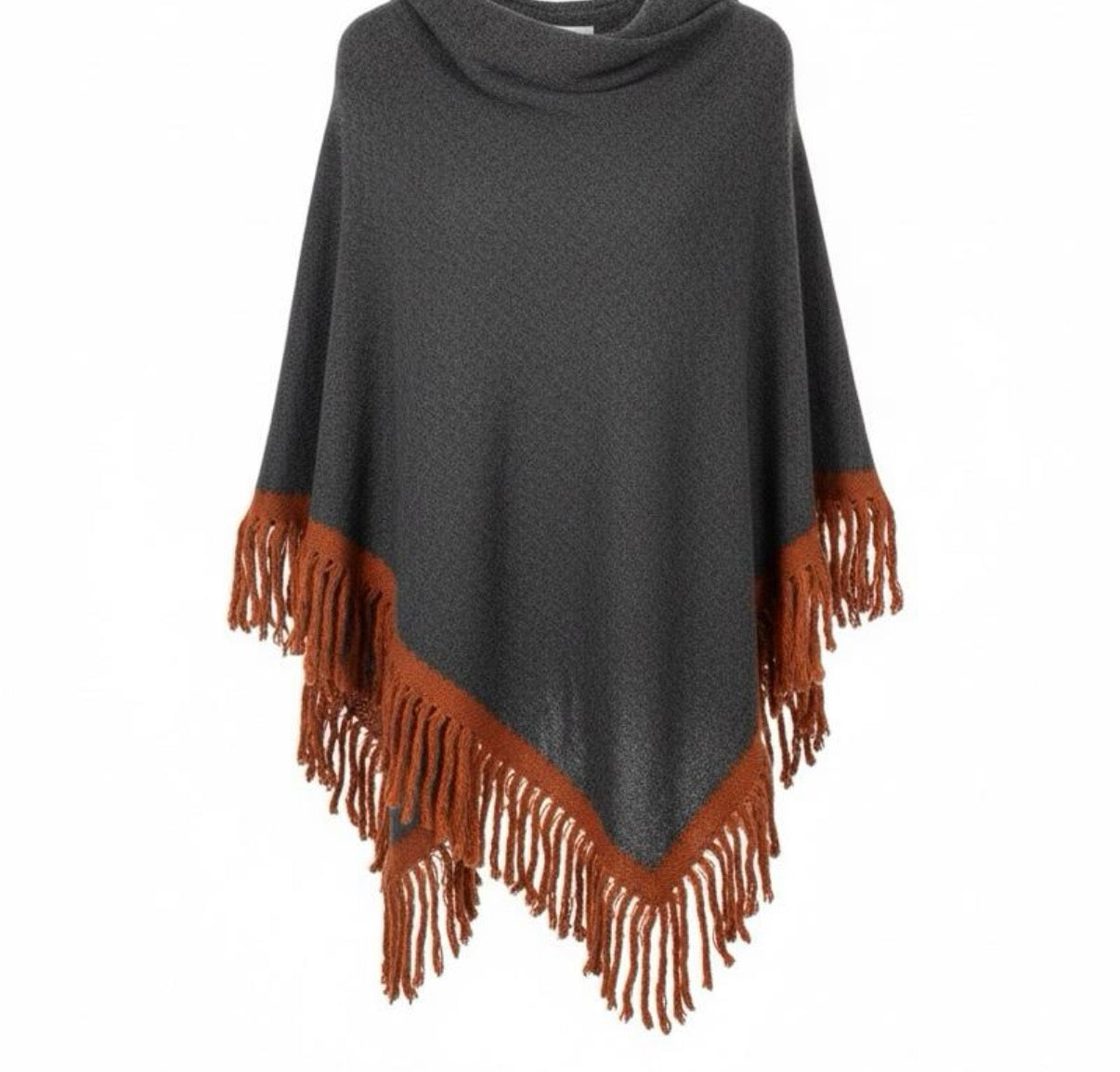 PONCHO GRIS Y NARANJA